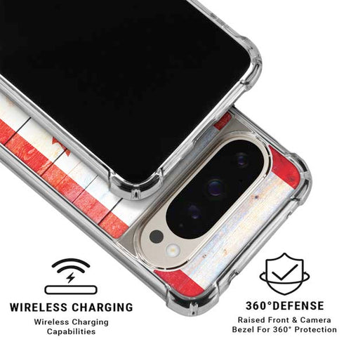 Canada Flag Light Wood Pixel 9/9 Pro Clear Case